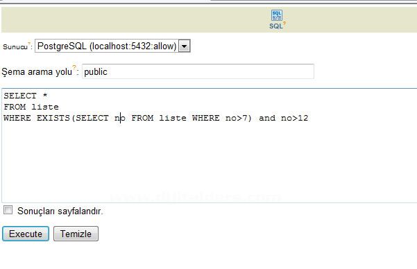Postgresql Where Kullanımı