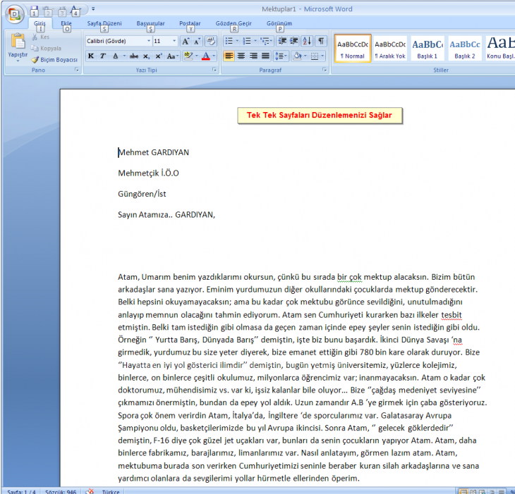 Ms Word 2007de Adres Mektup Birleştirme İşlemleri