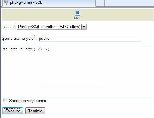 PostgresSQL Veri Tabanında Matematiksel Fonksiyonlar